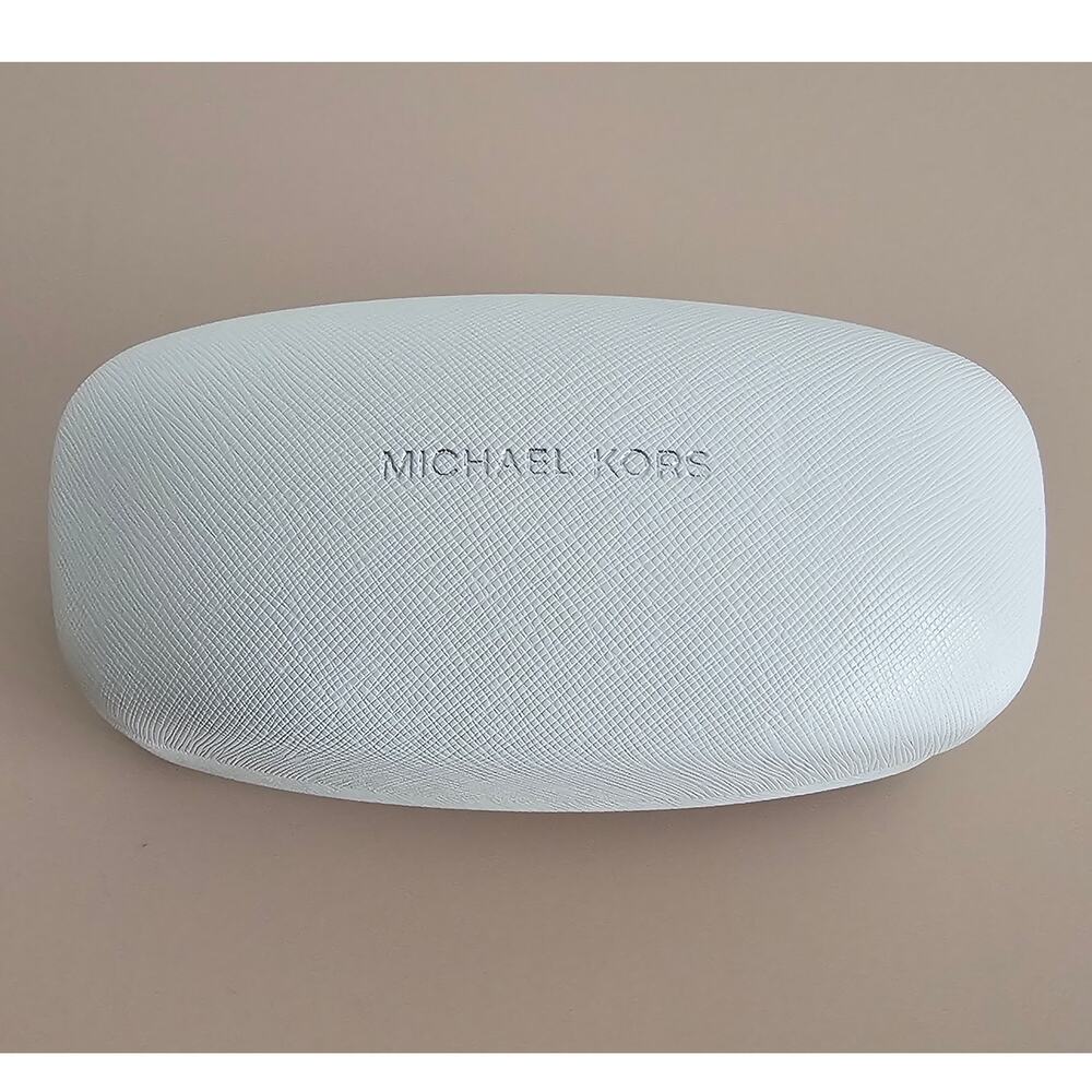 EUC Michael Kors MK White Hard Clamshell Glasses Case w/Cleaning Cloth